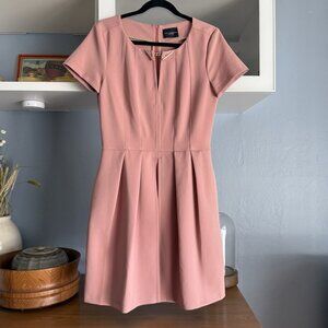 ATOS LOMBARDINI Short Sleeve Fit & Flare Pleated Dusty Dusty Pink Sz 42